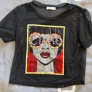 Girls Mesh T-Shirt with Colorful Design